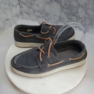 Sperry Top Sider Boat Shoes Boys 5 Cup II Gray Leather Lace Up Outdoor‎ Beach